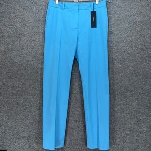 Joseph Coleman Long Pants Women 44 Blue Gabardine Stretch Tailored Slim NEW